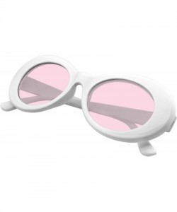 Oversized Oversize Round Goggle Retro Tapered Arms Clout Oval Color Tone White Sunglasses - Pink - CC195TTOX49 $12.36