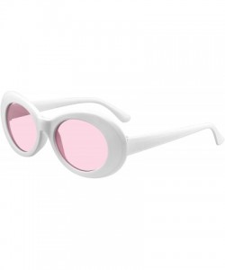 Oversized Oversize Round Goggle Retro Tapered Arms Clout Oval Color Tone White Sunglasses - Pink - CC195TTOX49 $12.36