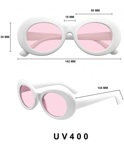 Oversized Oversize Round Goggle Retro Tapered Arms Clout Oval Color Tone White Sunglasses - Pink - CC195TTOX49 $12.36