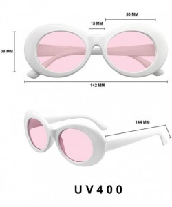 Oversized Oversize Round Goggle Retro Tapered Arms Clout Oval Color Tone White Sunglasses - Pink - CC195TTOX49 $12.36