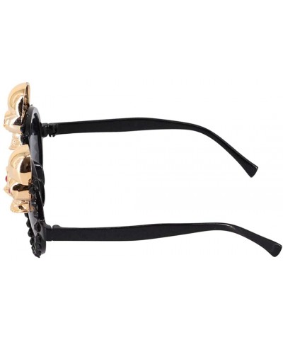 Sport Skull Punk Rhinestone Sunglasses UV Protection Hip Hop Glasses - Round Frame Big Skull Red - C918X5I0TZ7 $9.68