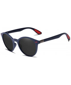 Round Genuine TR90 Tough Polarized Sunglasses For Men and Women Round Fashion - Blue/Gray - C218QG7AW2Z $17.96