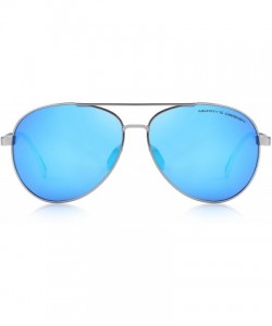 Aviator Men Classic Polarized Sunglasses Aluminum Pilot Sunglasses UV400 S8155 - Blue - CX18CC8KR0E $11.51