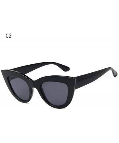 Oversized Retro Plastic Frame Cat Eye Sunglasses Women Ladies Fashion Brand Designer C9 - C2 - C318YQN5GRO $19.29