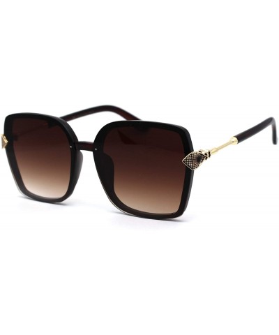Butterfly Womens Jewel Hinge Squared Butterfly Designer Fashion Sunglasses - Gold Brown - CJ194KT4HY8 $14.01