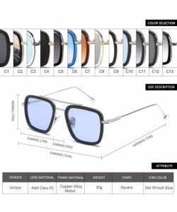 Oversized Retro Pilot Sunglasses Square Metal Frame for Men Women Sunglasses Classic Downey Tony Stark Gradient Lens - CN18E3...