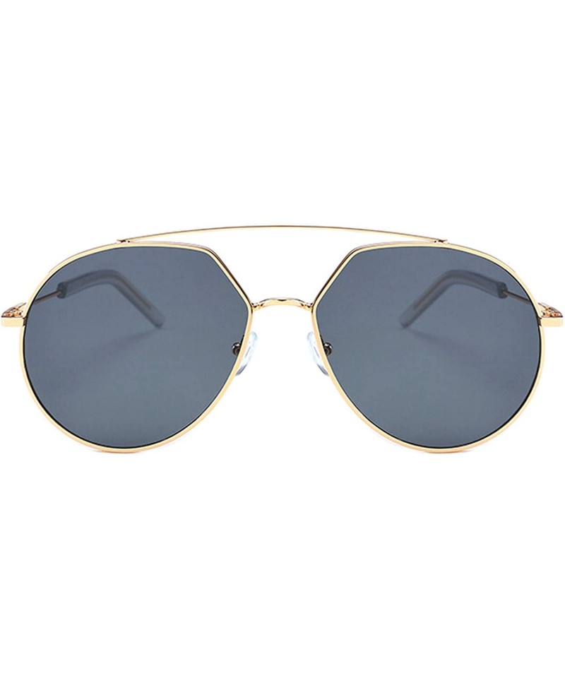 Oval Vintage Sunglasses for Women metal PC UV 400 Protection Sun glasses - Gold Gray - CB18SAS9LR9 $19.38