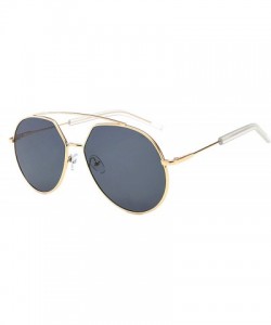 Oval Vintage Sunglasses for Women metal PC UV 400 Protection Sun glasses - Gold Gray - CB18SAS9LR9 $19.38