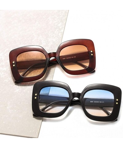 Square 2019 New Square Big Frame Women Sunglasses Men Retro Ladies Big Frame Goggle Female Sunglasses - Brown - CU18Y8ZYORZ $...