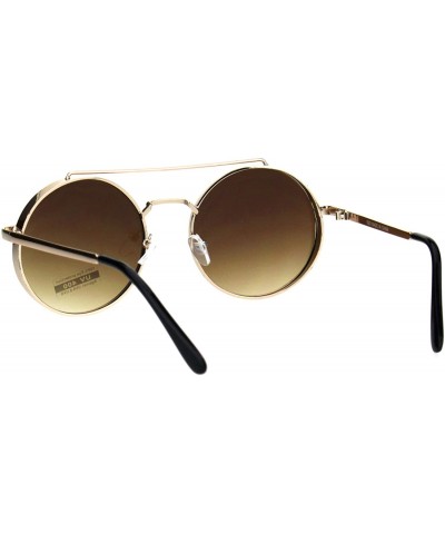 Round Round Circle Frame Sunglasses Womens Retro Fashion Shades UV 400 - Gold (Brown Gradient) - CS18N8CHKDW $9.58