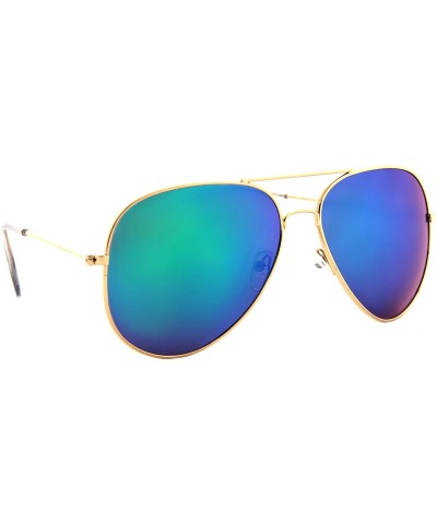 Oversized Vintage Mirror AVIATOR Sunglasses Metal Frame Double Bridge Trendy - CF18G2ED977 $10.60