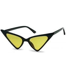 Square Exaggerated High Pointed Tip Rockabilly Cat Eye Slim Vintage Sunglasses - Black Frame - Yellow - C118GL8SSQ0 $9.88