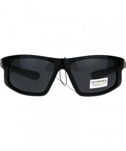 Rectangular Nitrogen Mens Polarized Lens Sport Warp Plastic Sunglasses - Black Silver Black - CC188LHINHM $13.96