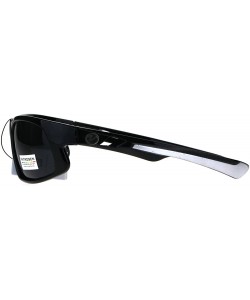 Rectangular Nitrogen Mens Polarized Lens Sport Warp Plastic Sunglasses - Black Silver Black - CC188LHINHM $13.96