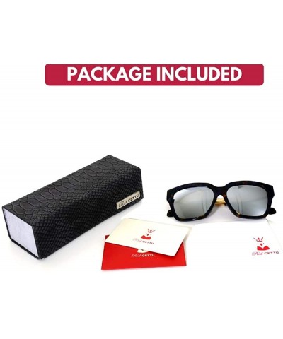 Oval Retro Inspired Handmade Acetate Square Sunglasses with Quality UV CR39 Lens Gift Pakcage Included - CB18RIGQYH5 $39.74