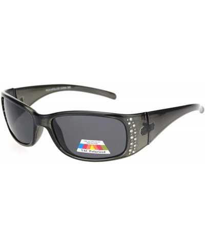 Rectangular Womens Rhinestone Anti-glare Polarized Chic Narrow Rectangular Sunglasses - Grey Black - C318OWA8H6I $10.32