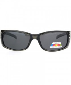 Rectangular Womens Rhinestone Anti-glare Polarized Chic Narrow Rectangular Sunglasses - Grey Black - C318OWA8H6I $10.32