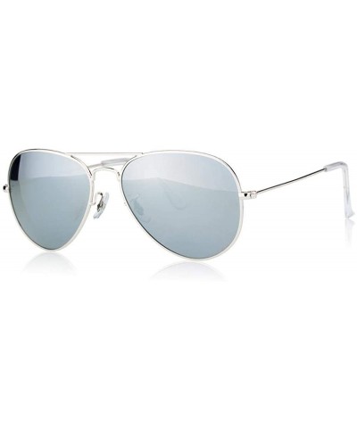 Aviator Pinglas Retro Sunglasses Women Polarized Blue Metal Frame Gradient Mirror Green - Silver - CK18YZWYGA6 $14.97