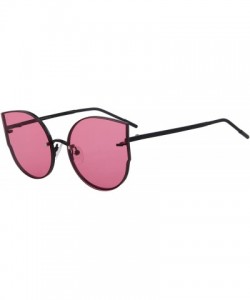 Cat Eye Women Classic Cat Eye Sunglasses Rimless Metal Frame Sun Glasses S8099 - Rose Red - CS186D5X09S $14.59