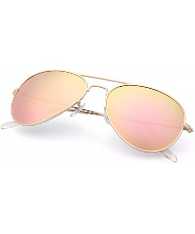 Aviator Pinglas Retro Sunglasses Women Polarized Blue Metal Frame Gradient Mirror Green - Silver - CK18YZWYGA6 $14.97