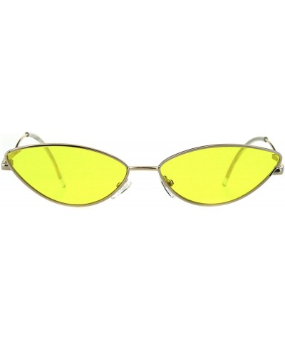 Cat Eye Womens Mod Goth Metal Rim Cat Eye Oval Retro Vintage Style Sunglasses - Gold Yellow - CY18H8K20ZN $28.50