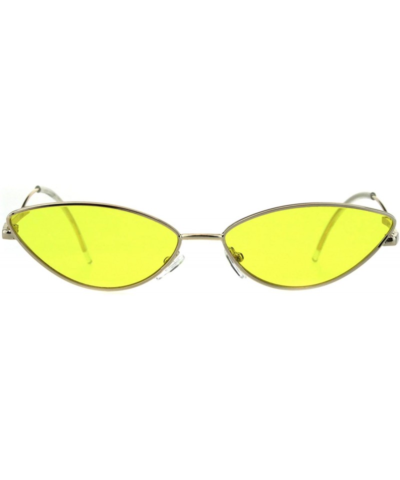 Cat Eye Womens Mod Goth Metal Rim Cat Eye Oval Retro Vintage Style Sunglasses - Gold Yellow - CY18H8K20ZN $15.20