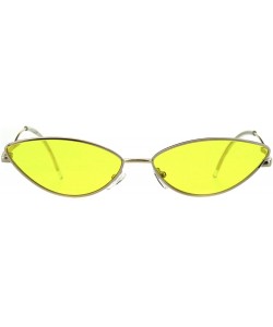 Cat Eye Womens Mod Goth Metal Rim Cat Eye Oval Retro Vintage Style Sunglasses - Gold Yellow - CY18H8K20ZN $15.20