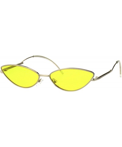 Cat Eye Womens Mod Goth Metal Rim Cat Eye Oval Retro Vintage Style Sunglasses - Gold Yellow - CY18H8K20ZN $15.20