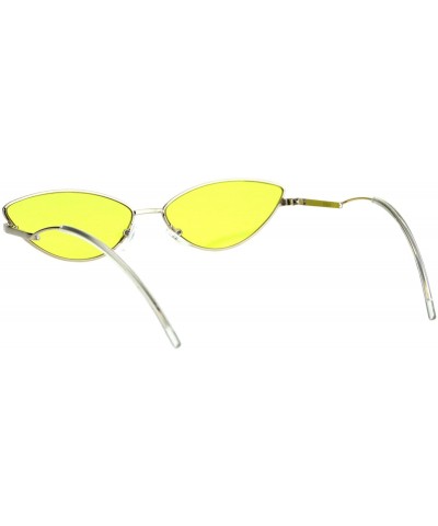 Cat Eye Womens Mod Goth Metal Rim Cat Eye Oval Retro Vintage Style Sunglasses - Gold Yellow - CY18H8K20ZN $15.20
