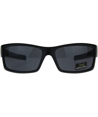 Rectangular Mens Locs Sunglasses Matte Black Rectangular Wrap Around Frame UV 400 - Black - Skull - C218WNUOAI9 $12.96