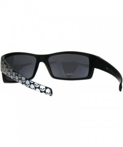 Rectangular Mens Locs Sunglasses Matte Black Rectangular Wrap Around Frame UV 400 - Black - Skull - C218WNUOAI9 $12.96