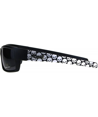Rectangular Mens Locs Sunglasses Matte Black Rectangular Wrap Around Frame UV 400 - Black - Skull - C218WNUOAI9 $12.96
