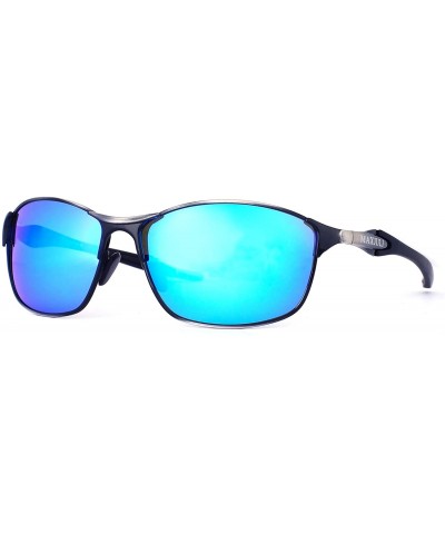 Sport Polarized Sunglasses for Men Metal Frame with Spring Hinge UV400 Protection 8038 - Blue - CY1943DOX6S $23.11