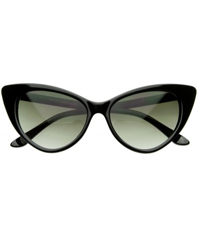 Cat Eye Super Cateyes Vintage Inspired Fashion Mod Chic High Pointed Cat Eye Sunglasses Glasses - Black - CQ12BV4YA6T $11.37