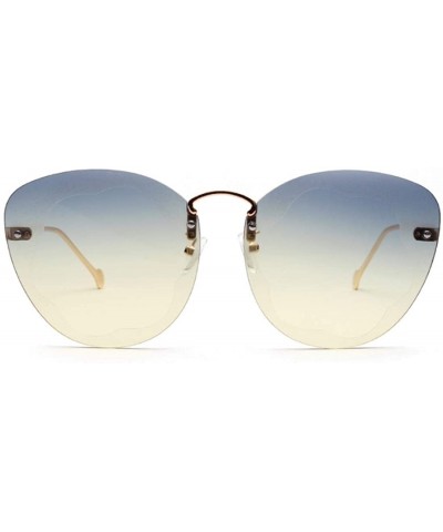 Oval Unisex Metal Frames Oversized Classic Sunglasses Plastic lens UV400 - Blue Yellow - C718NEZ6RY5 $8.25