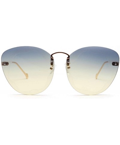 Oval Unisex Metal Frames Oversized Classic Sunglasses Plastic lens UV400 - Blue Yellow - C718NEZ6RY5 $8.25