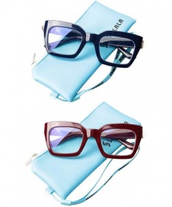 Square Unisex Anti-Blue Light Reading Glass Square Computer Eyeglass Frame - 2 Pairs/ Blue + Red - CK1930HXX42 $13.70