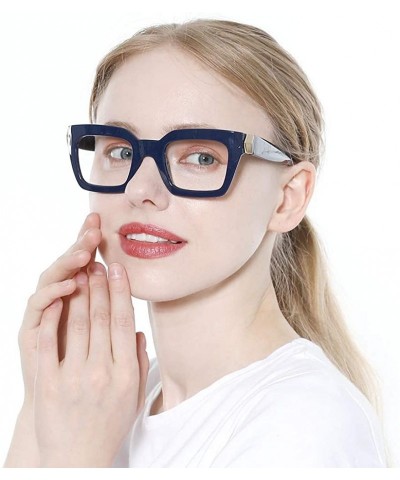 Square Unisex Anti-Blue Light Reading Glass Square Computer Eyeglass Frame - 2 Pairs/ Blue + Red - CK1930HXX42 $13.70