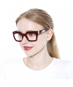 Square Unisex Anti-Blue Light Reading Glass Square Computer Eyeglass Frame - 2 Pairs/ Blue + Red - CK1930HXX42 $13.70