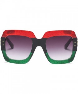 Rectangular Oversized Square Sunglasses Multi Tinted Glitter Frame Stylish Inspired B2276 - 1 Red-green/Grey - CX18E7K4OUU $1...