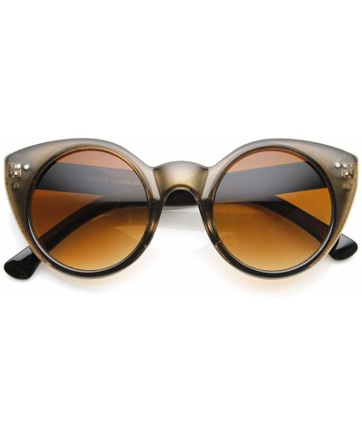 Round Womens Chic Round Circular Pointed Cat Eye Sunglasses (Brown) - CZ11FRR7KBZ $20.14
