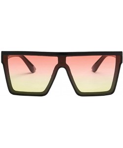 Round Flat Top Square Sunglasses Women Men Shade Big Frame Retro Gradient Eyewear - E - CZ190OKIZRT $9.27