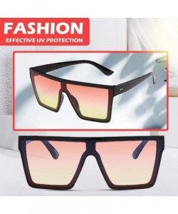 Round Flat Top Square Sunglasses Women Men Shade Big Frame Retro Gradient Eyewear - E - CZ190OKIZRT $9.27