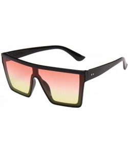 Round Flat Top Square Sunglasses Women Men Shade Big Frame Retro Gradient Eyewear - E - CZ190OKIZRT $9.27