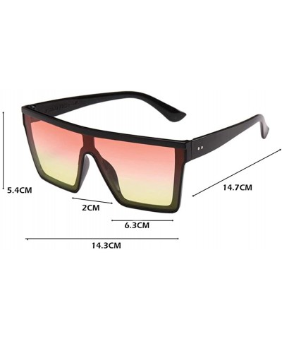 Round Flat Top Square Sunglasses Women Men Shade Big Frame Retro Gradient Eyewear - E - CZ190OKIZRT $9.27