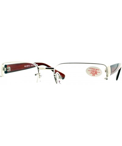 Rectangular Clear Lens Glasses With Bifocal Reading Lens Half Rim Rectangular - Silver Brown - C712FCM17YF $11.34