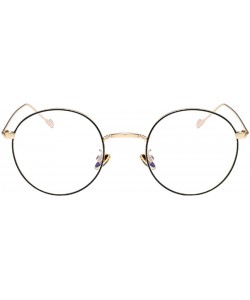 Round Man woman Retro Harajuku Nearsighted Glasses Myopia Flat Mirror Glasses - Black Gold - C51978NR7QU $20.05