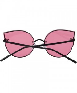 Cat Eye Women Classic Cat Eye Sunglasses Rimless Metal Frame Sun Glasses S8099 - Rose Red - CS186D5X09S $24.64