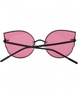 Cat Eye Women Classic Cat Eye Sunglasses Rimless Metal Frame Sun Glasses S8099 - Rose Red - CS186D5X09S $14.59