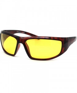 Rectangular Polarized Night Driving Yellow Lens Warp Around Biker Plastic Sunglasses - Shiny Tortoise - C918Z3KTTN8 $13.70